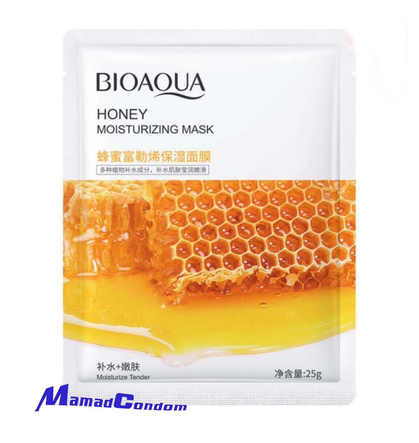 HONEY BIOAQUA mamadcondom (1) ماسک صورت(سه بسته) ورقه ای آبرسان عسل بیوآکوا HONEY BIOAQUA - تصویر 1